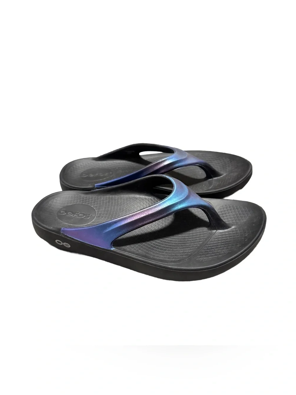 Oofos OOlala Luxe Recovery Sandal Women's 7 Midnight Comfort Footwear Travel - Picture 2 of 5